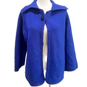 Covington Royal Blue Women's Cape Jacket Sweater 100% Cardigan 3/4 Sleeve